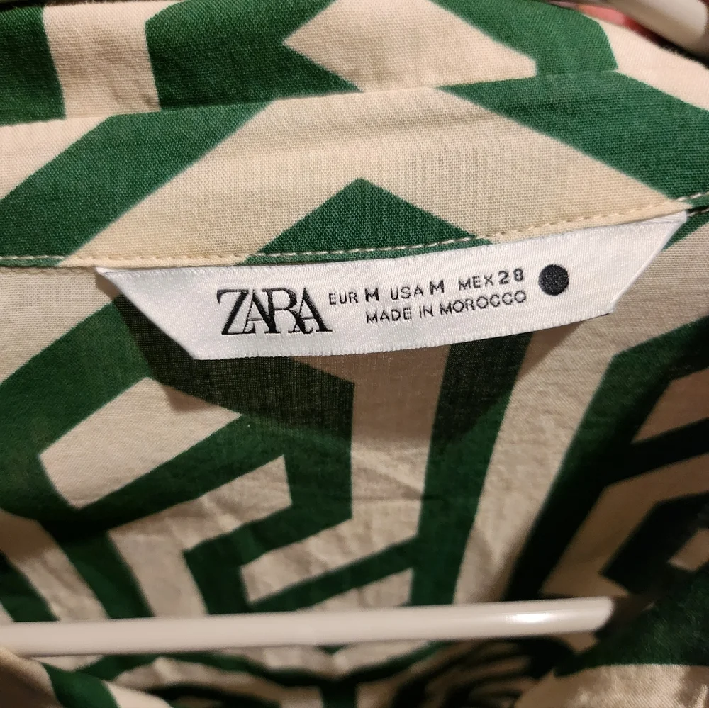 Zara Ecru Geo Geometric Print Karen Tiered Midi Dress size M - Picture 4 of 4